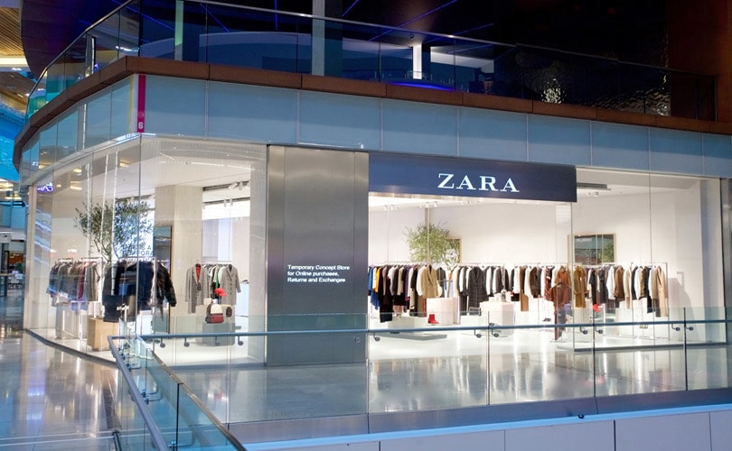 Outside view of Zara store